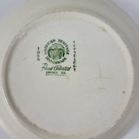 Vintage American Heritage Hand Painted Bamboo Salad China Plates Set of 2 - Picture 6 of 12